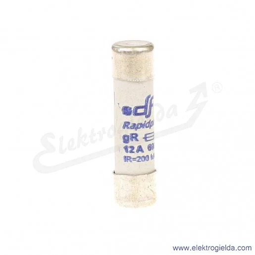 Wkładka bezpiecznikowa 12A charakterystyka GR, napięcie 500VAC, wielkość 10x38, korpus ceramiczny Wkładka bezpiecznikowa 12A charakterystyka GR, napięcie 500VAC, wielkość 10x38, korpus ceramiczny