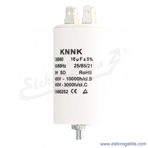 Kondensator rozruchowy 16 uF 450V wyjście kablowe Kondensator rozruchowy 16 uF 450V wyjście kablowe