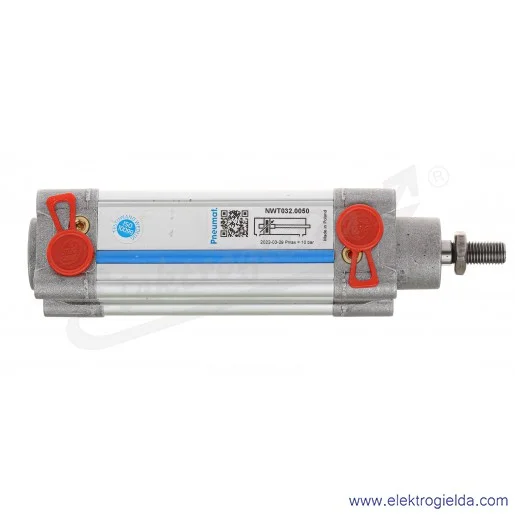 Siłownik pneumatyczny na ściągach NWT032.0050, D32X50, G1/4, dwustronnego działania, magnetyczny, z regulowaną amortyzacją Siłownik pneumatyczny na ściągach NWT032.0050, D32X50, G1/4, dwustronnego działania, magnetyczny, z regulowaną amortyzacją