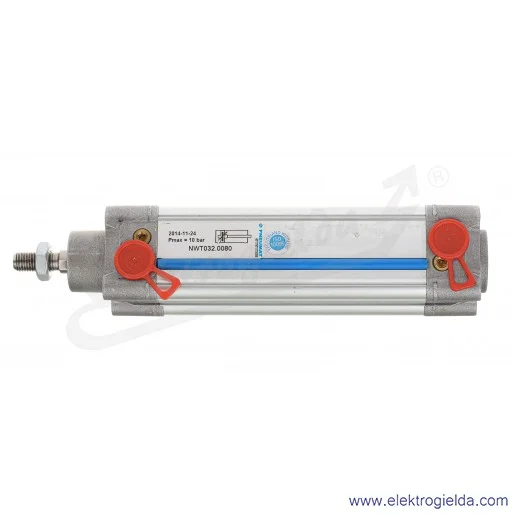 Siłownik pneumatyczny na ściągach NWT032.0080 D32X80, dwustronnego działania, megnatyczny, z regulowaną amortyzacją Siłownik pneumatyczny na ściągach NWT032.0080 D32X80, dwustronnego działania, megnatyczny, z regulowaną amortyzacją