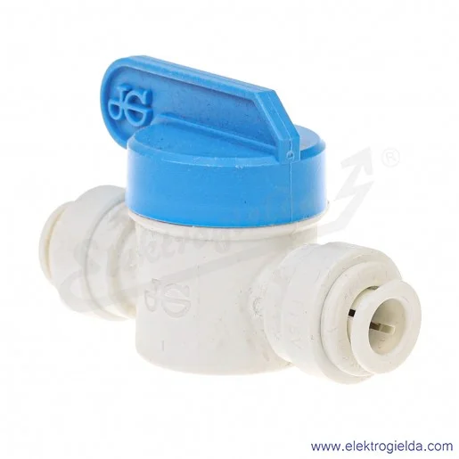Zawór kulowy PPMSV040808W, 2/2, FI8, biały, przeznaczony do wody pitnej, John Guest Zawór kulowy PPMSV040808W, 2/2, FI8, biały, przeznaczony do wody pitnej, John Guest