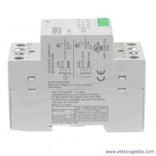 Stycznik modułowy 30.046.007 IKA425-40 4NO 25A 230VAC Stycznik modułowy 30.046.007 IKA425-40 4NO 25A 230VAC
