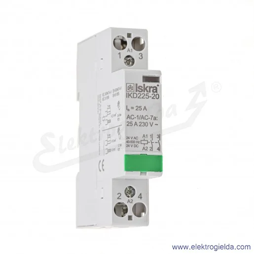 Stycznik modułowy 30.046.861 IKD225-20 25A 2NO napięcie cewki 24VAC/DC, HUM-FREE Stycznik modułowy 30.046.861 IKD225-20 25A 2NO napięcie cewki 24VAC/DC, HUM-FREE