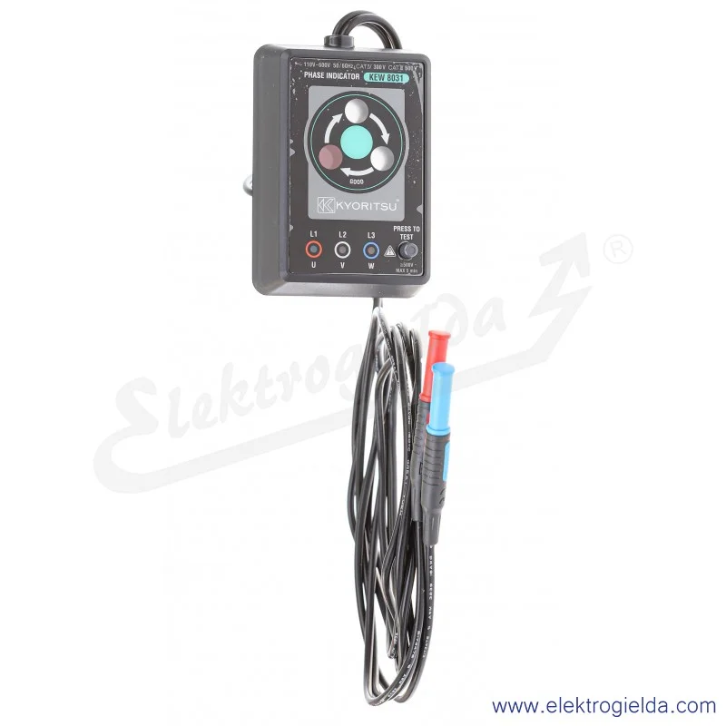 Tester kolejności faz 105848 KEW8031 identyfikacji faz CATIII 600V / CATIV 300V Tester kolejności faz 105848 KEW8031 identyfikacji faz CATIII 600V / CATIV 300V