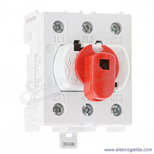 Rozłącznik modułowy KU 363N 63A 3-polowy czerwone pokrętło Rozłącznik modułowy KU 363N 63A 3-polowy czerwone pokrętło