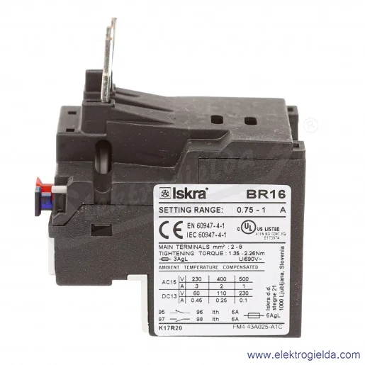 Przekaźnik termiczny BR16 0.75-1.0A Iskra Przekaźnik termiczny BR16 0.75-1.0A Iskra