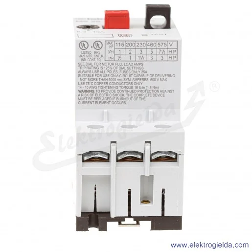 Wyłącznik silnikowy 30.107.964 MS25-10,0 3P, 6.3-10A Wyłącznik silnikowy 30.107.964 MS25-10,0 3P, 6.3-10A