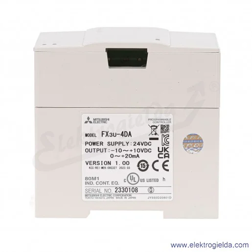 Moduł wyjść analogowych 169509 FX3U-4DA PLC 16 bit, 24VDC, 8 wejść/wyjść PLC, 4 wyjścia analogowe prądowe lub napięciowe Moduł wyjść analogowych 169509 FX3U-4DA PLC 16 bit, 24VDC, 8 wejść/wyjść PLC, 4 wyjścia analogowe prądowe lub napięciowe