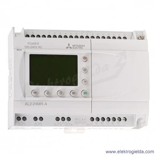 Jednostka PLC 215074 AL2-24MR-A ALPHA Base Unit 15 wejść / 9 wyjść przekaźnikowych, 100-240VAC Jednostka PLC 215074 AL2-24MR-A ALPHA Base Unit 15 wejść / 9 wyjść przekaźnikowych, 100-240VAC