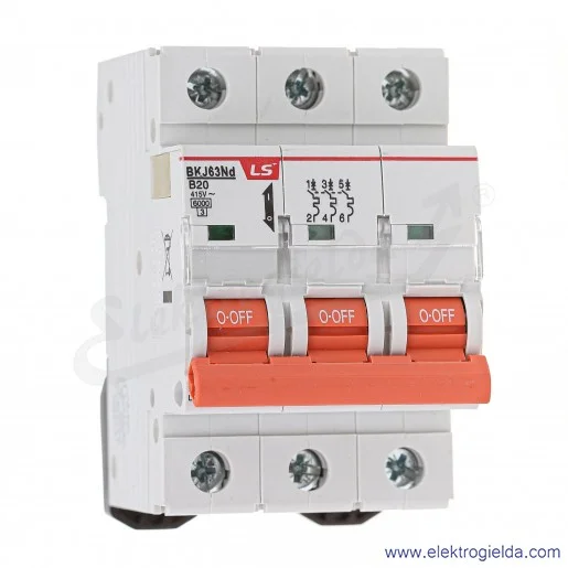 Wyłącznik nadprądowy BKN 3P, charakterystyka B, 20A Wyłącznik nadprądowy BKN 3P, charakterystyka B, 20A