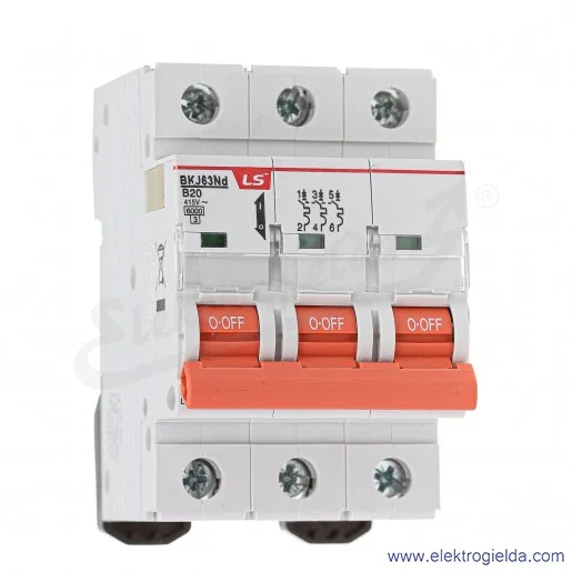 Wyłącznik nadprądowy BKN 3P, charakterystyka B, 20A Wyłącznik nadprądowy BKN 3P, charakterystyka B, 20A