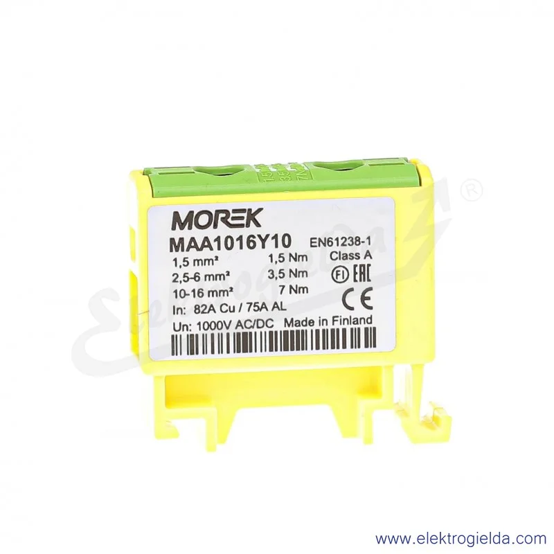 Zacisk uniwersalny MAA1016Y10 1,5-16mm żółto-zielony 1xAL/CU OTL16 1000V 82A Zacisk uniwersalny MAA1016Y10 1,5-16mm żółto-zielony 1xAL/CU OTL16 1000V 82A