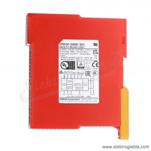 Przekaźnik bezpieczeństwa G9SE-201 24VDC, DPST-NO, 1 wyjście tranzystorowe Przekaźnik bezpieczeństwa G9SE-201 24VDC, DPST-NO, 1 wyjście tranzystorowe