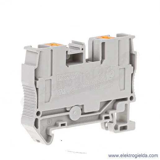 Złączka przelotowa 3211813 PT 6 sprężynowa, 0.5..10mm2, zaciski PUSH-IN, szara Złączka przelotowa 3211813 PT 6 sprężynowa, 0.5..10mm2, zaciski PUSH-IN, szara