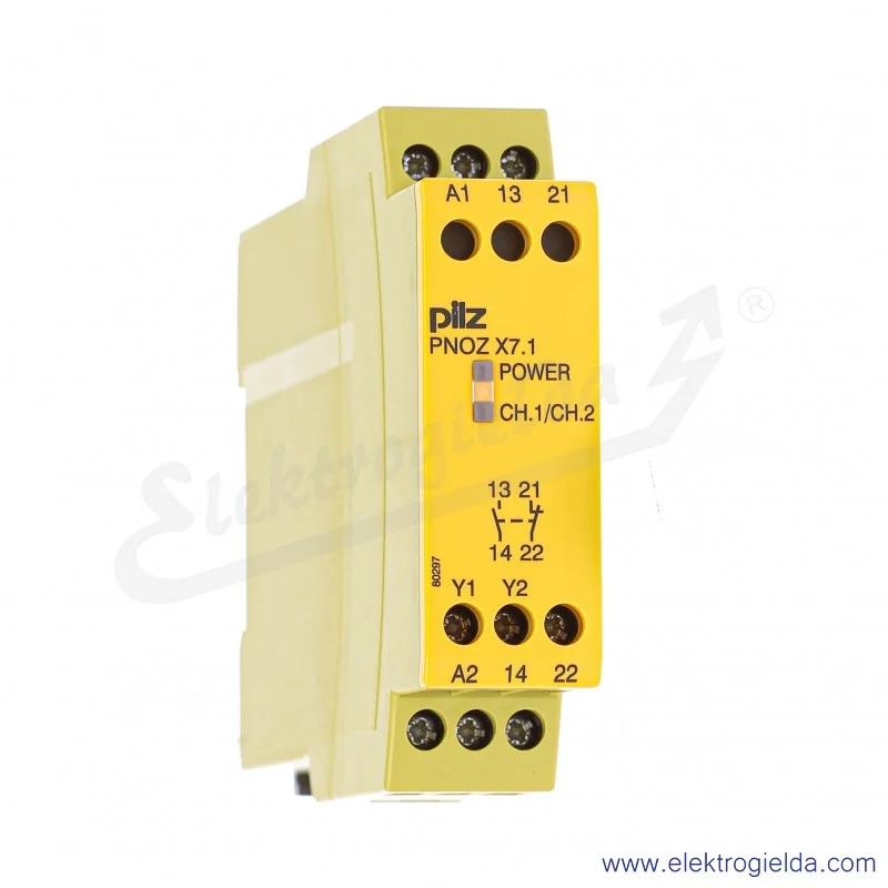 Przekaźnik bezpieczeństwa 774051 PNOZ X7.1 24VAC/DC 1NO1NC, wejście 1 kanałowe, start automatyczny/ręczny, zaciski śrubowe Przekaźnik bezpieczeństwa 774051 PNOZ X7.1 24VAC/DC 1NO1NC, wejście 1 kanałowe, start automatyczny/ręczny, zaciski śrubowe