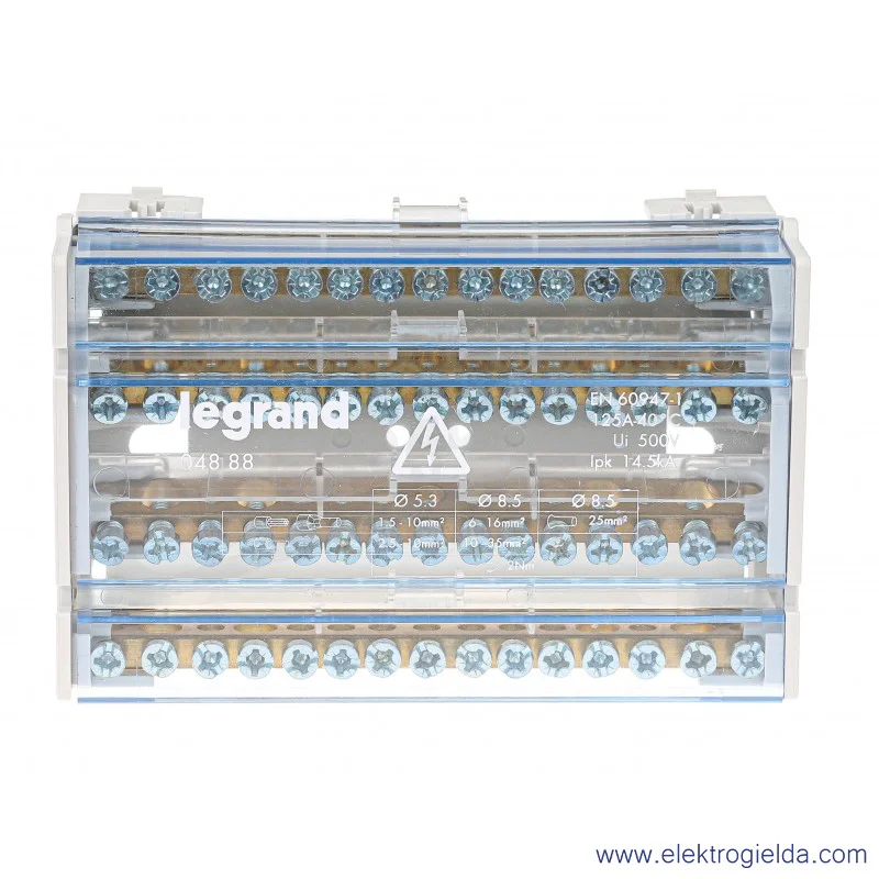 Blok rozdzielczy 004888 BR 4-15 4P 15 zacisków 125A Blok rozdzielczy 004888 BR 4-15 4P 15 zacisków 125A