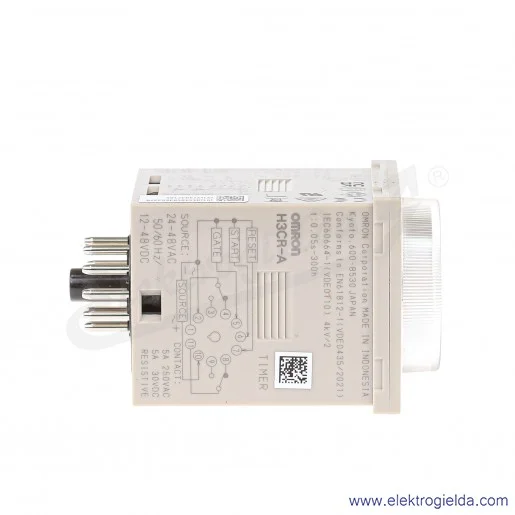Przekaźnik czasowy H3CR-A 24-48VAC, 0,05 s-300 h, 12-48VDC, DPDT, 11 styków, 48x48mm Przekaźnik czasowy H3CR-A 24-48VAC, 0,05 s-300 h, 12-48VDC, DPDT, 11 styków, 48x48mm
