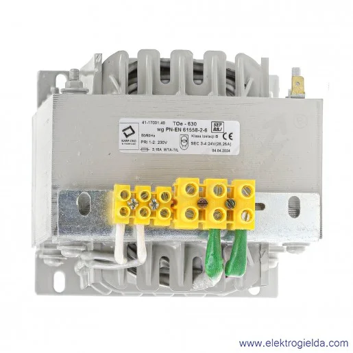 Transformator 41-17001.48 TOe 630VA 230/24V, 33.3A Transformator 41-17001.48 TOe 630VA 230/24V, 33.3A