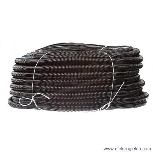 Rura karbowana rozcięta F6.0326 20/15 opakowanie 50m, czarna z polietylenu Rura karbowana rozcięta F6.0326 20/15 opakowanie 50m, czarna z polietylenu