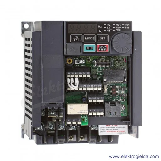 Falownik wektorowy 504750 FR-E820S-0080-4-60 1.5kW, 1x200-240V, 8A, RS-485, IP20 Falownik wektorowy 504750 FR-E820S-0080-4-60 1.5kW, 1x200-240V, 8A, RS-485, IP20