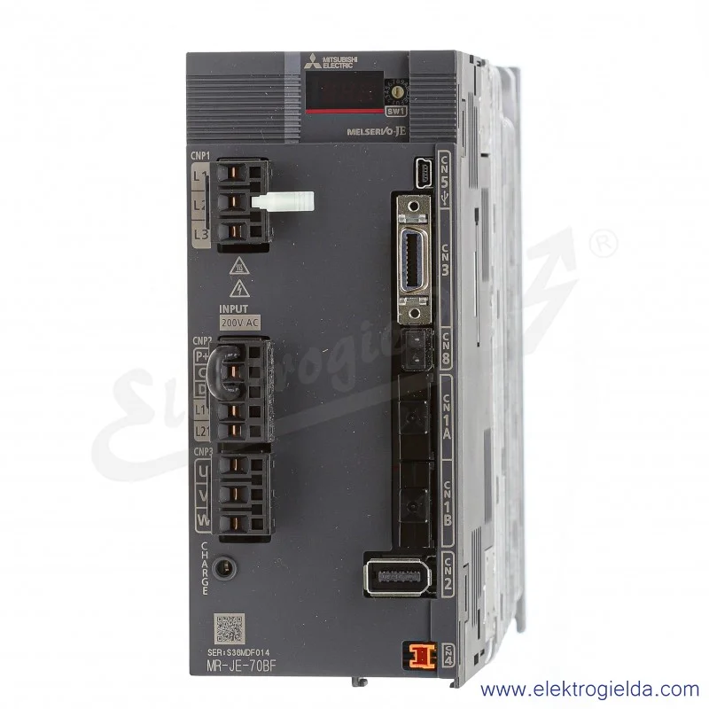 Cyfrowy wzmacniacz 312940 MR-JE-70BF do silników o mocy do 700W, 200-240VAC, SSCNETIII/H,STO Cyfrowy wzmacniacz 312940 MR-JE-70BF do silników o mocy do 700W, 200-240VAC, SSCNETIII/H,STO