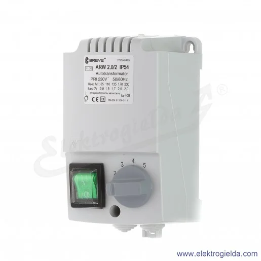 Regulator autotransformatorowy ARW 2.0/2 - 2A 230VAC, 5-stopniowa regulacja  Regulator autotransformatorowy ARW 2.0/2 - 2A 230VAC, 5-stopniowa regulacja