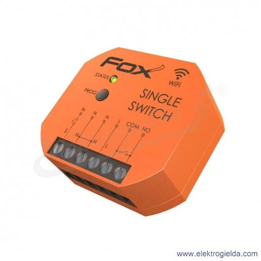 Pojedynczy przekaźnik WI-R1S1P-P FOX Wi-Fi 230V montaż do puszki podtynkowej fi 60mm Pojedynczy przekaźnik WI-R1S1P-P FOX Wi-Fi 230V montaż do puszki podtynkowej fi 60mm