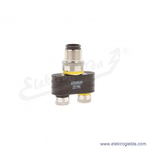 Trójnik 6930549 YB2-FSM4.4-2PKG3M Trójnik typu Y bez przewodu, złącze męskie M12 × 1 — 2 złącza żeńskie M8 × 1 IP67 Trójnik 6930549 YB2-FSM4.4-2PKG3M Trójnik typu Y bez przewodu, złącze męskie M12 × 1 — 2 złącza żeńskie M8 × 1 IP67