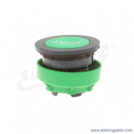Główka przycisku ZB5FA333 wpuszczany 30mm biały napis "START" na zielonym tle Główka przycisku ZB5FA333 wpuszczany 30mm biały napis "START" na zielonym tle