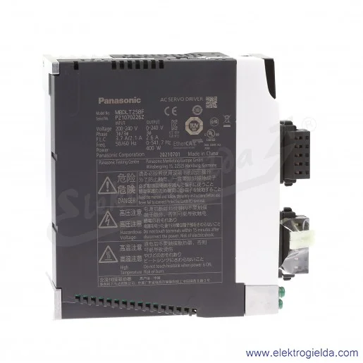 Serwonapęd MBDLT25BF MINAS A6B z interfejsem EtherCAT, z funkcją bezpieczeństwa STO, 400W, 1/3x200VAC Serwonapęd MBDLT25BF MINAS A6B z interfejsem EtherCAT, z funkcją bezpieczeństwa STO, 400W, 1/3x200VAC