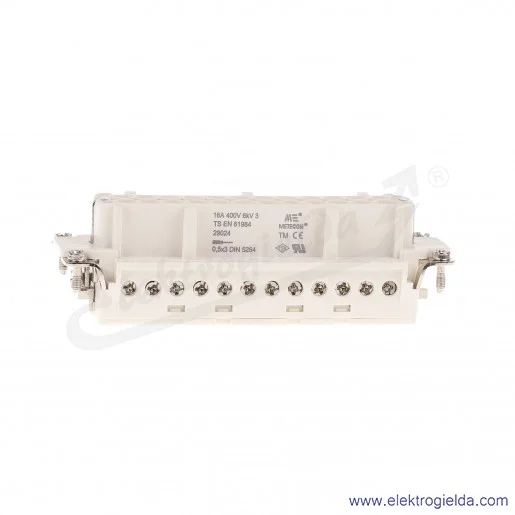 Wkład złącza 29024 SHB-24-WZ żeński 24P+E 16A 400V Wkład złącza 29024 SHB-24-WZ żeński 24P+E 16A 400V