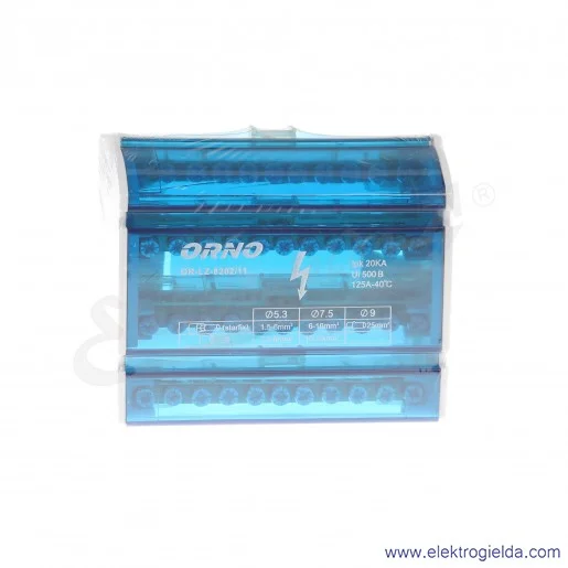 Blok rozdzielczy OR-LZ-8202/11 125A 4-rzędowy 11-przewodowy 1.5-25mm2 Blok rozdzielczy OR-LZ-8202/11 125A 4-rzędowy 11-przewodowy 1.5-25mm2