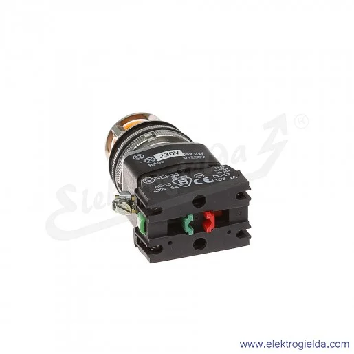 Przycisk sterowniczy NEF30 KLgXY 230V żółty kryty podświetlany 30mm 1NO+1NC Przycisk sterowniczy NEF30 KLgXY 230V żółty kryty podświetlany 30mm 1NO+1NC
