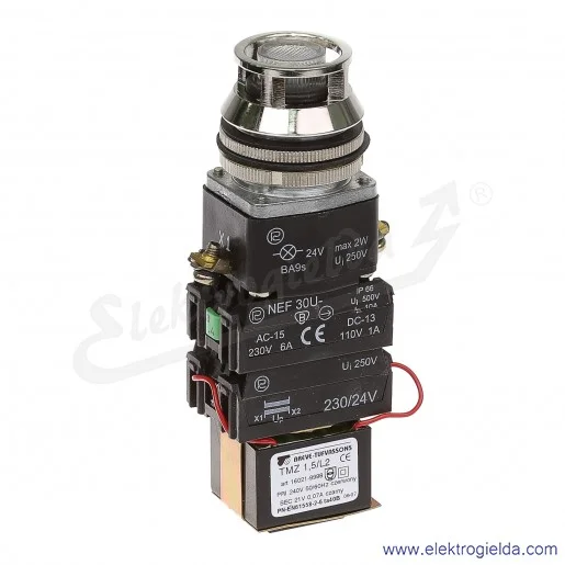 Przycisk sterowniczy NEF30 UKLTbXY 230/24V biały kryty podświetlany uszczelniony 30mm 1NO+1NC Przycisk sterowniczy NEF30 UKLTbXY 230/24V biały kryty podświetlany uszczelniony 30mm 1NO+1NC