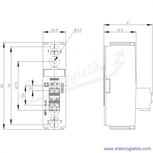 Rysunek wymiarowy Rysunek wymiarowy