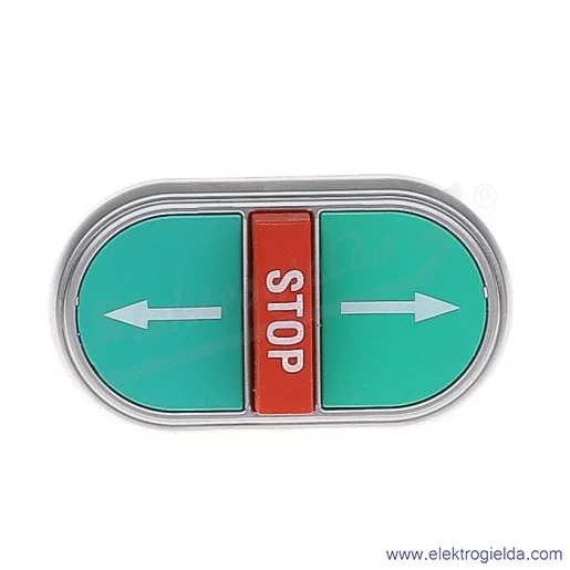 Przycisk główka LPCB7355 trzyklawiszowy zielono-czerwono-zielony, STRZAŁKA-STOP-STRZAŁKA, 2 kryte, 1 wystający, samoczynny powró Przycisk główka LPCB7355 trzyklawiszowy zielono-czerwono-zielony, STRZAŁKA-STOP-STRZAŁKA, 2 kryte, 1 wystający, samoczynny powró