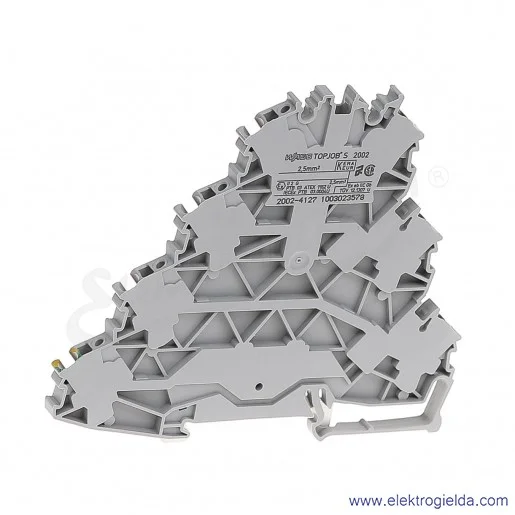 Złączka sprężynowa  2002-4127 2,5mm2 czteropiętrowa  L/L/L/PE szara 2-przewodowa do silników elektrycznych z oznaczonym torem PE Złączka sprężynowa  2002-4127 2,5mm2 czteropiętrowa  L/L/L/PE szara 2-przewodowa do silników elektrycznych z oznaczonym torem PE