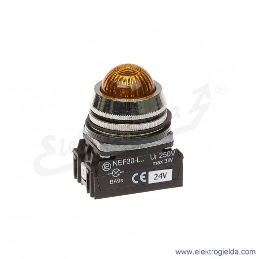 Lampka sygnalizacyjna NEF30 LEg 24V AC/DC żółta klosz sferyczny 30mm Lampka sygnalizacyjna NEF30 LEg 24V AC/DC żółta klosz sferyczny 30mm