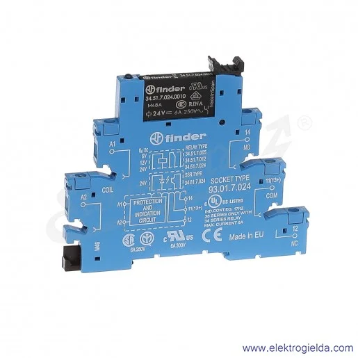 Przekaźnikowy moduł sprzęgający 38.51.0.024.0060 1P 24V AC/DC elektromechaniczny Przekaźnikowy moduł sprzęgający 38.51.0.024.0060 1P 24V AC/DC elektromechaniczny