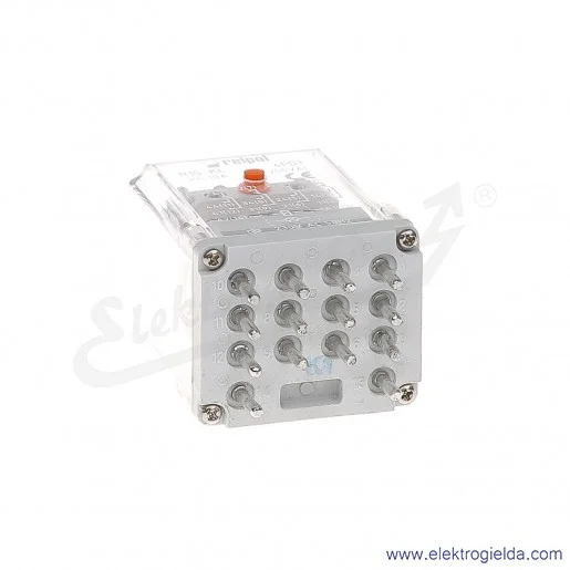 Przekaźnik elektromagnetyczny R15-1014-23-3230-KL 4P 230VAC Przycisk testujący K + Dioda LED Przekaźnik elektromagnetyczny R15-1014-23-3230-KL 4P 230VAC Przycisk testujący K + Dioda LED