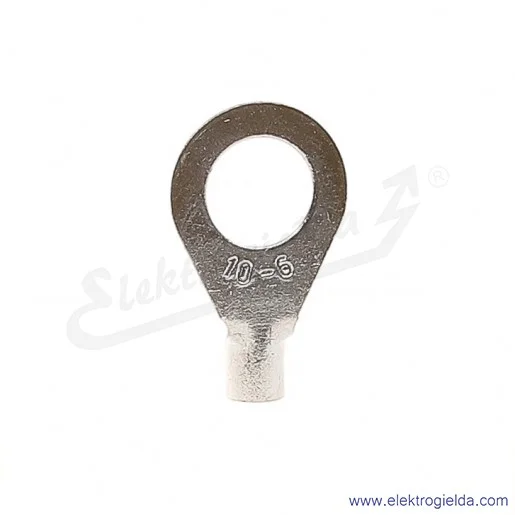 Końcówka oczkowa 6/10 wykonana z blachy miedzianej cynowanej galwanicznie Końcówka oczkowa 6/10 wykonana z blachy miedzianej cynowanej galwanicznie