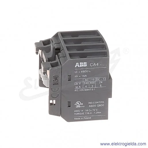 Styk pomocniczy CA4-22M 2NO+2NC do AF montaż czołowy Styk pomocniczy CA4-22M 2NO+2NC do AF montaż czołowy