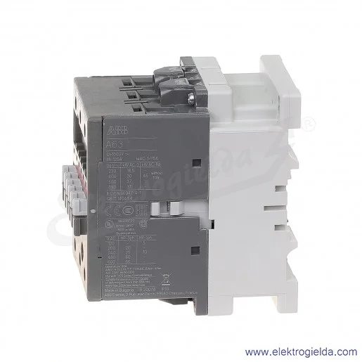 Stycznik A63-30-11 42V AC 50/60 HZ, 1NO+1NC, 30KW/400V AC-3, 115A AC-1, 3-polowy Stycznik A63-30-11 42V AC 50/60 HZ, 1NO+1NC, 30KW/400V AC-3, 115A AC-1, 3-polowy