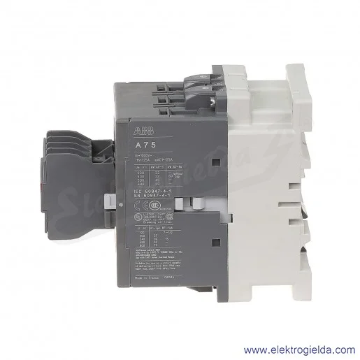 Stycznik A75-30-22 400V AC 50/60 HZ, 2NO+2NC, 37KW/400V AC-3, 125A AC-1, 3-polowy Stycznik A75-30-22 400V AC 50/60 HZ, 2NO+2NC, 37KW/400V AC-3, 125A AC-1, 3-polowy