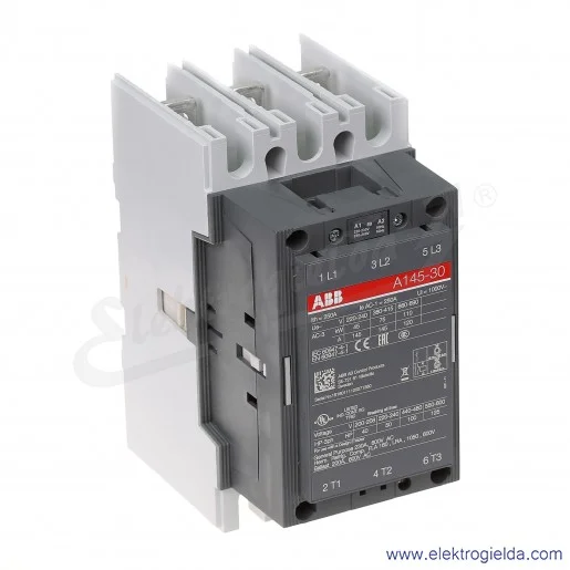 Stycznik A145-30-00 230V AC 50/60 HZ, 75KW/400V AC-3, 250A AC-1, 3-polowy Stycznik A145-30-00 230V AC 50/60 HZ, 75KW/400V AC-3, 250A AC-1, 3-polowy
