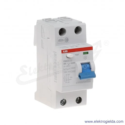 Wyłącznik różnicowoprądowy F202 A-25/0,03 2P 25A 0,03A typ A Wyłącznik różnicowoprądowy F202 A-25/0,03 2P 25A 0,03A typ A