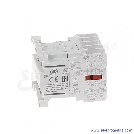 Stycznik MC1A301AT6 230V AC 50/60 HZ, 1NC, 4KW/400V AC-3, 20A AC-1, 3-polowy Stycznik MC1A301AT6 230V AC 50/60 HZ, 1NC, 4KW/400V AC-3, 20A AC-1, 3-polowy
