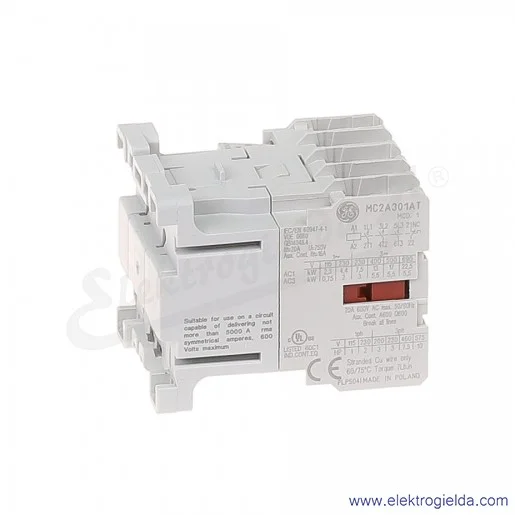 Stycznik MC2A301AT1 24V AC 50/60 HZ, 1NC, 5.5KW/400V AC-3, 20A AC-1, 3-polowy Stycznik MC2A301AT1 24V AC 50/60 HZ, 1NC, 5.5KW/400V AC-3, 20A AC-1, 3-polowy