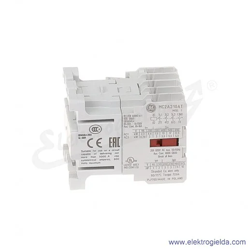 Stycznik MC2A310AT1 24V AC 50/60 HZ, 1NO, 5.5KW/400V AC-3, 20A AC-1, 3-polowy Stycznik MC2A310AT1 24V AC 50/60 HZ, 1NO, 5.5KW/400V AC-3, 20A AC-1, 3-polowy