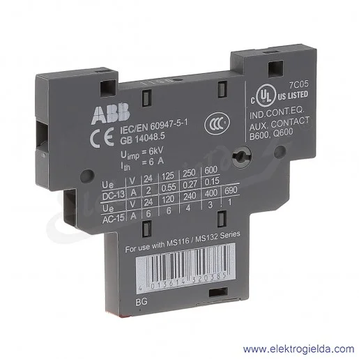 Styk pomocniczy HK1-02 2NC do montażu z boku Styk pomocniczy HK1-02 2NC do montażu z boku